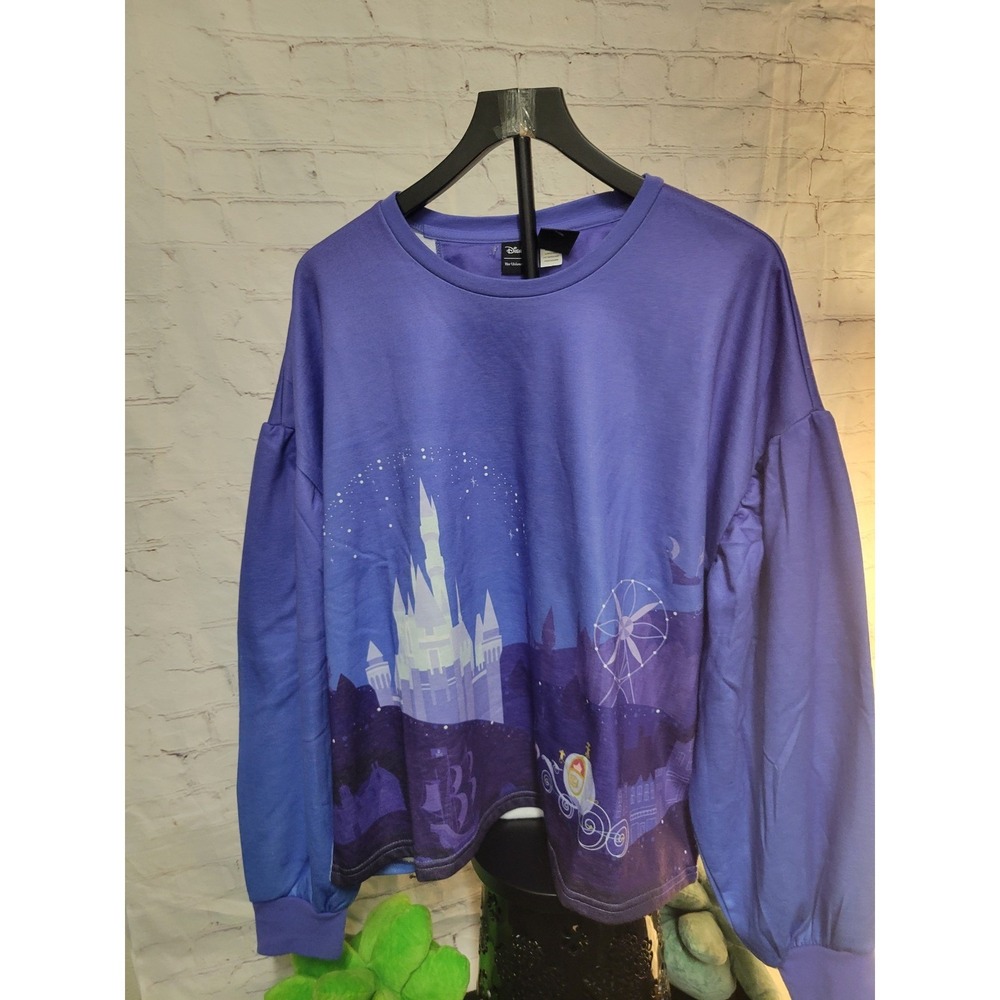 Disney Her Universe Purple Castle Pumpkin Carriageā Puff Sleeve Sweatshirt 2X